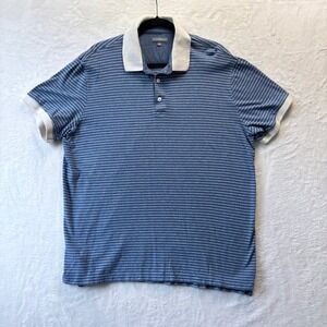 LL Bean Signature Polo Shirt Men Sz‎ XL Blue Striped Short Sleeve Casual